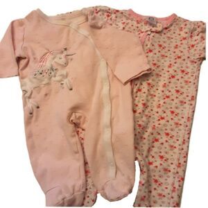 Kyle & Deena and‎ Gerbers Footie Sleepers Unicorns & Flowers Sz 3-6 mo